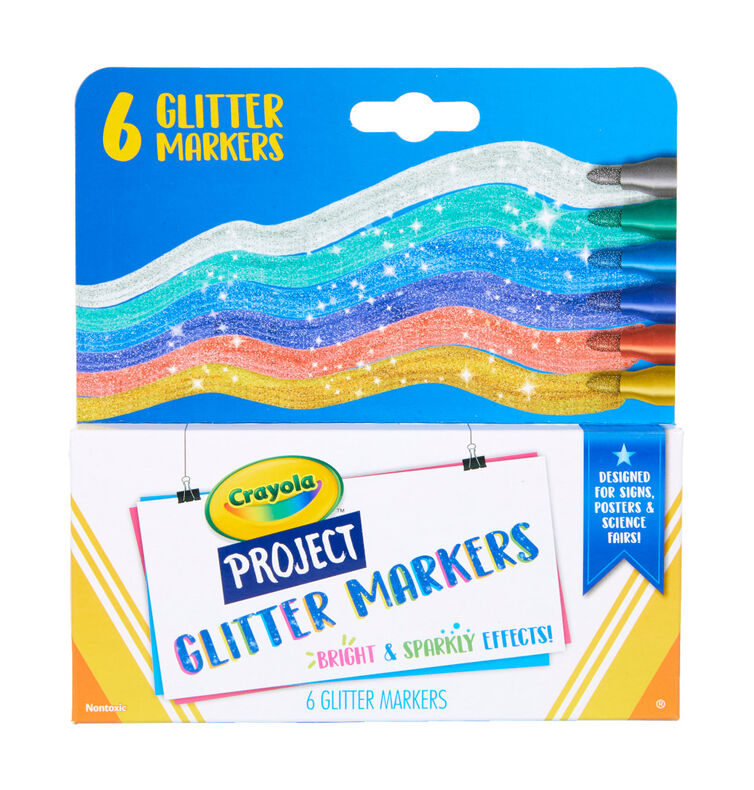 Glitter Markers, 6 Count